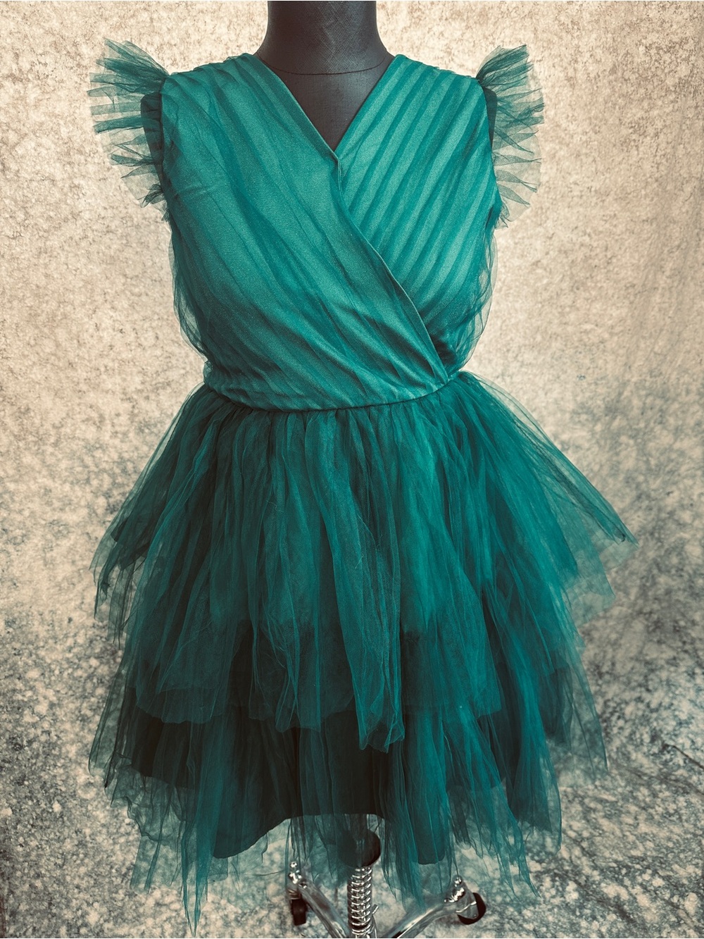 wonder nation girls dark Green Tulle Maxi Dress